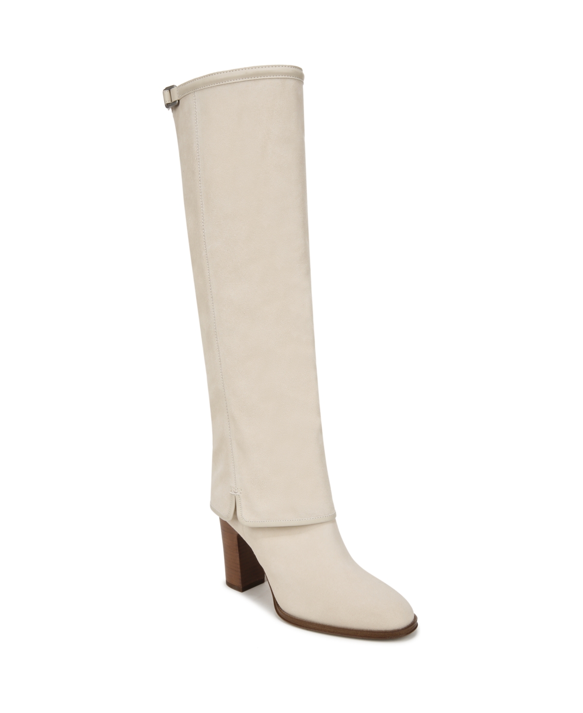 Shop Franco Sarto Women's Informa West Knee High Fold-over Cuffed Boots In Ecru White Suede