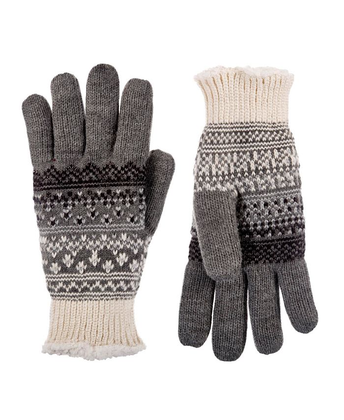 Isotoner Signature Women's Lined Water Repellent Fair Isle Knit Mitten ...