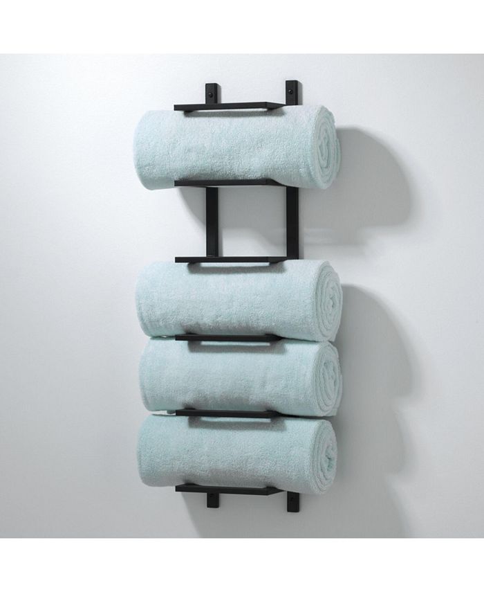 mDesign Metal 5Tier Wall Mount Towel Rack Holder and Storage Organizer