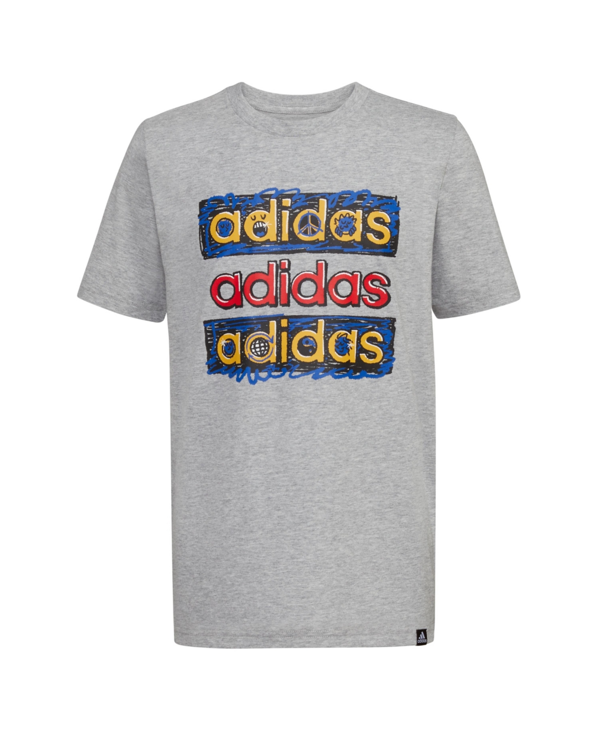 Adidas Originals Adidas Big Boys Short Sleeve Double Stack Heather T-shirt In Medium Gray Heather