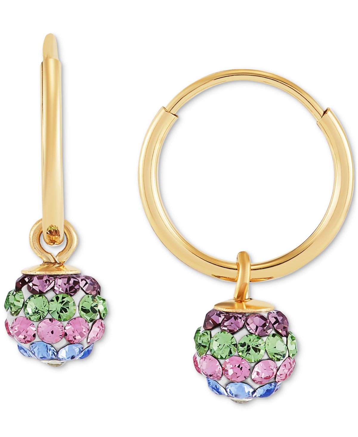 Children's 2-Pc Setcolor Crystal Reversible Stud & Dangle Hoop Earrings in 14k Gold-Plated Sterling Silver