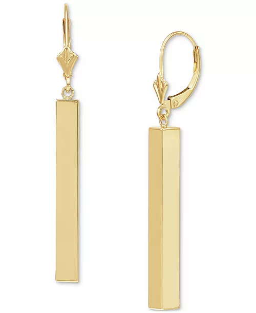 Tube Linear Drop Earrings in in 14k Gold