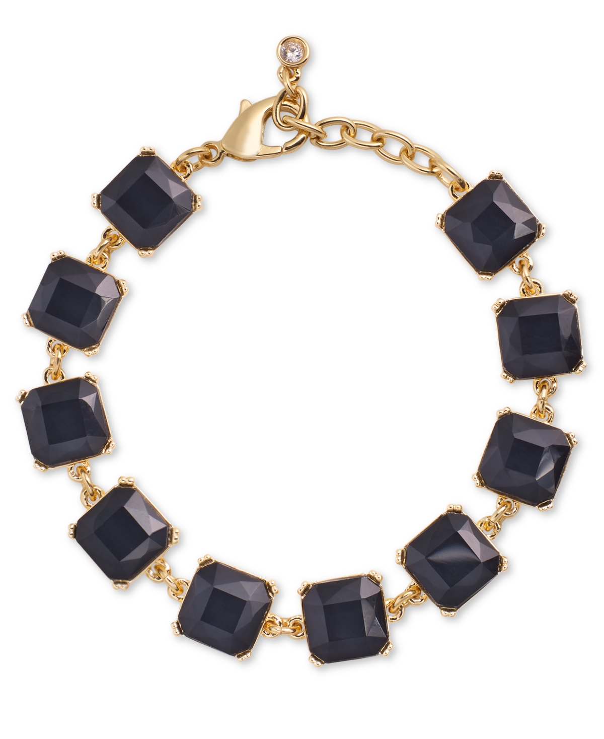 On 34th Gold-tone Stone Station Flex Bracelet, Created For Macy's In Black