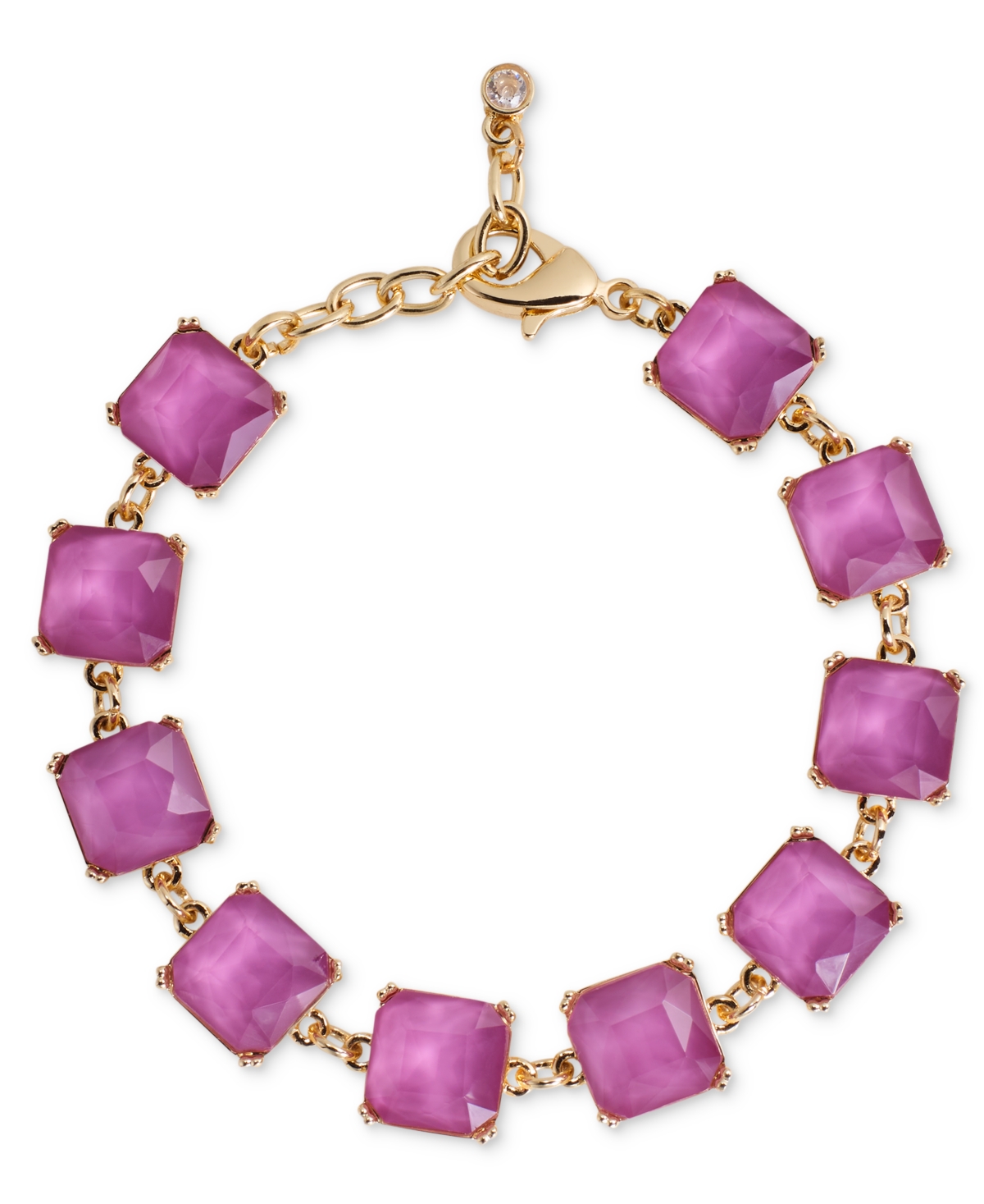 On 34th Gold-tone Stone Station Flex Bracelet, Created For Macy's In Purple