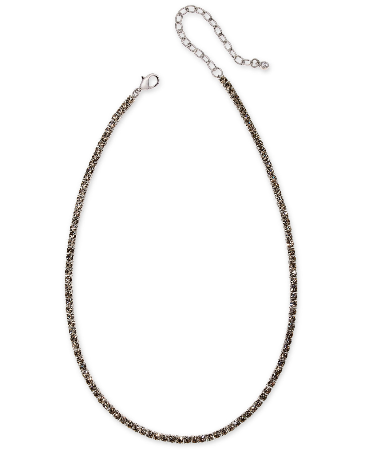 On 34th 3mm Crystal Station All-around Tennis Necklace, 15" + 2" Extender, Created For Macy's In Black
