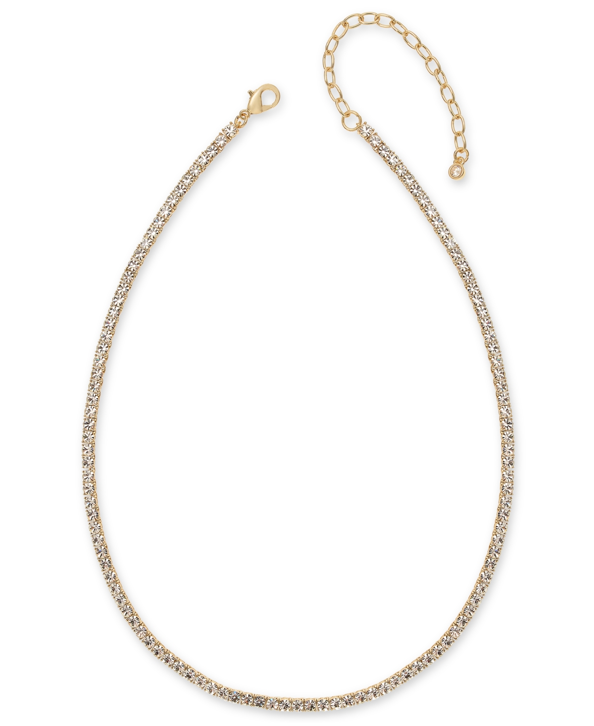 On 34th 3mm Crystal Station All-around Tennis Necklace, 15" + 3" Extender, Created For Macy's In Gold