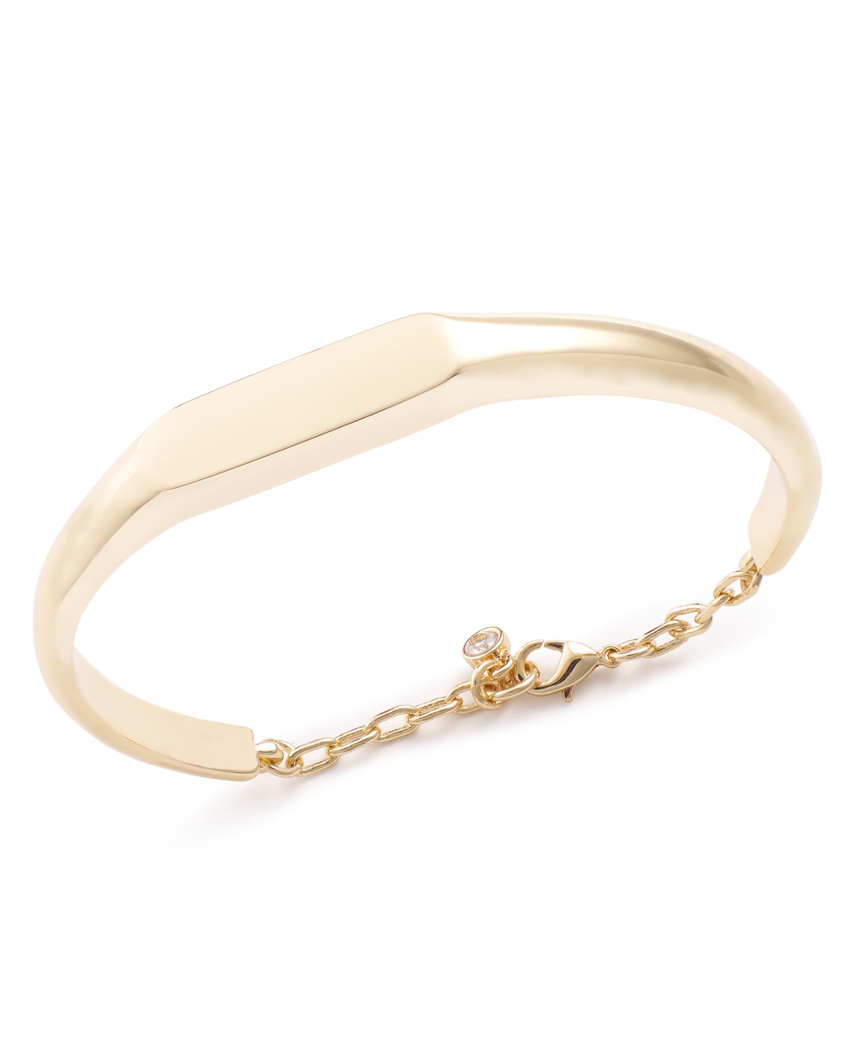 On 34th Crystal Charm Signet Cuff Bracelet, Created For Macy's In Gold