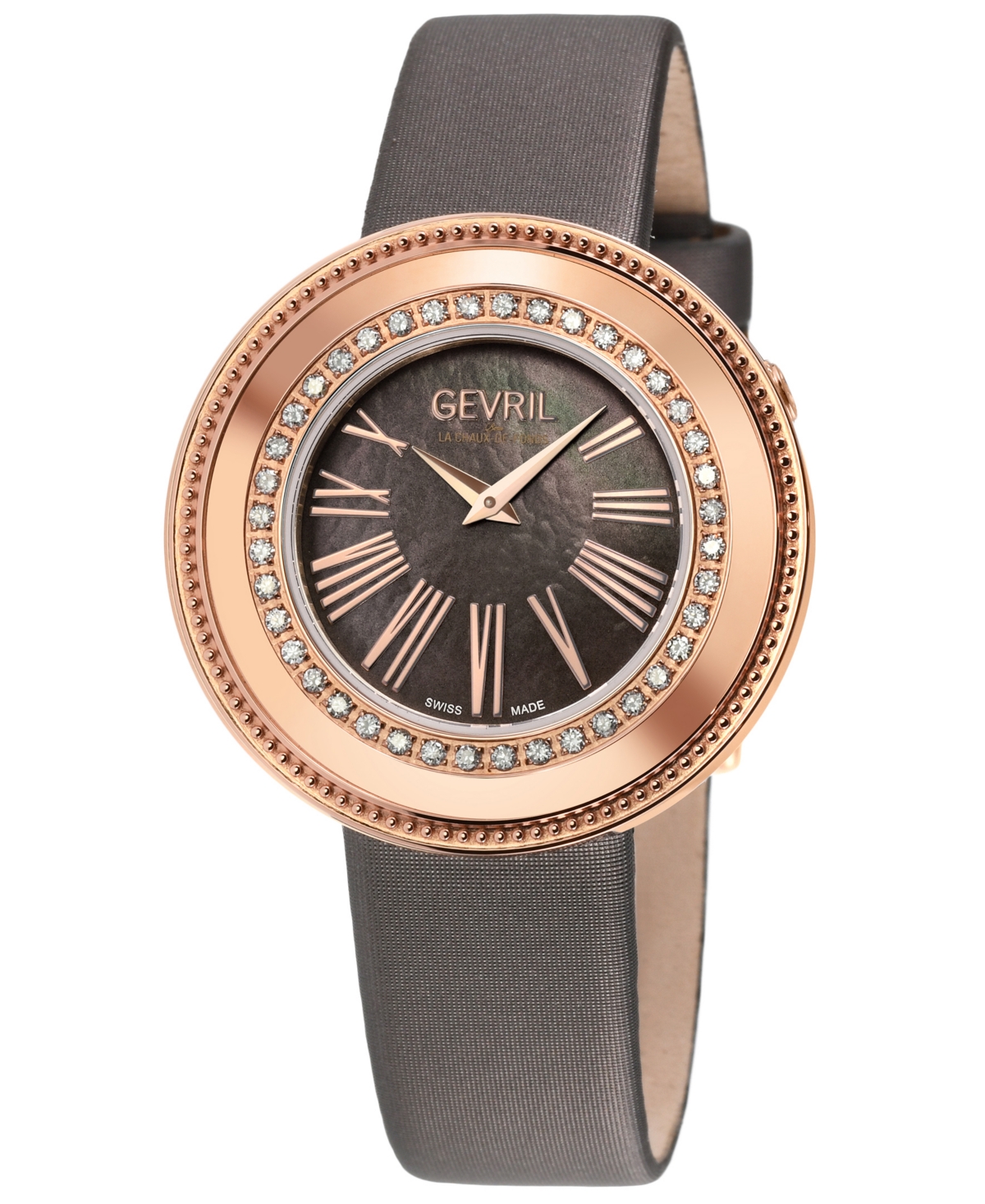 Gevril Women's Gandria Bronze Gray Leather Watch 36mm In Rose