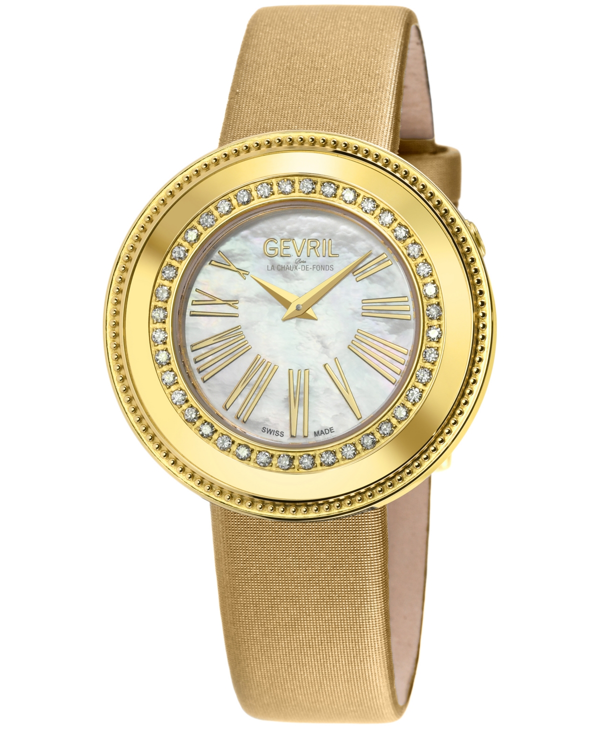 Gevril Women's Gandria Gold-tone Leather Watch 36mm