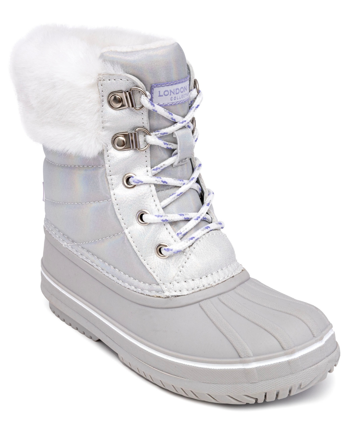 London Fog Little Girls Bridger Cold Weather Lace Up Boots In Silver