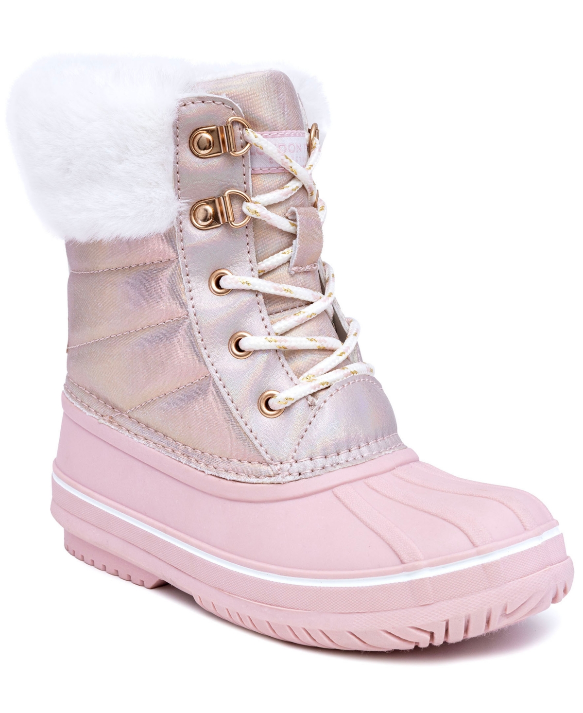 London Fog Little Girls Bridger Cold Weather Lace Up Boots In Rose Gold