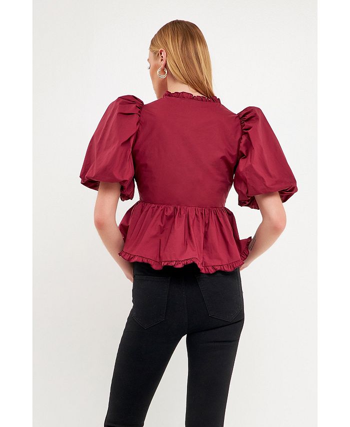 endless rose Women's Puff Sleeve Peplum Top Macy's