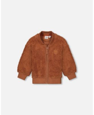 Sherpa Jacket With Embroidery Caramel Sherpa Jacket With Embroidery Caramel