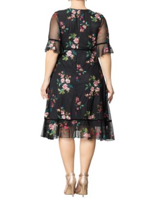 Plus Size Wildflower Embroidered Floral Mesh Dress
