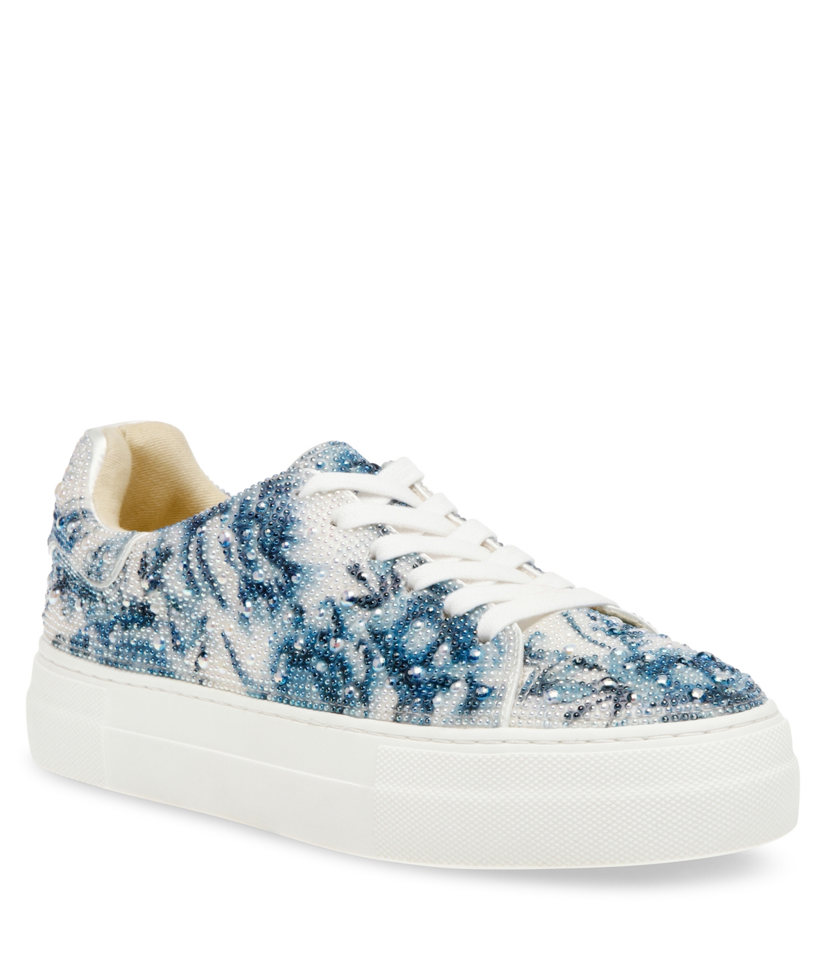 Betsey Johnson Sb-sidny Rhinestone Sneakers In Blue Floral
