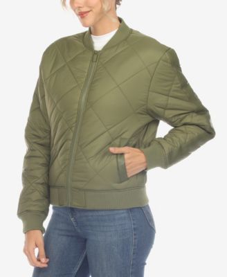 Women's Lightweight Diamond Quilted Puffer Bomber Jacket