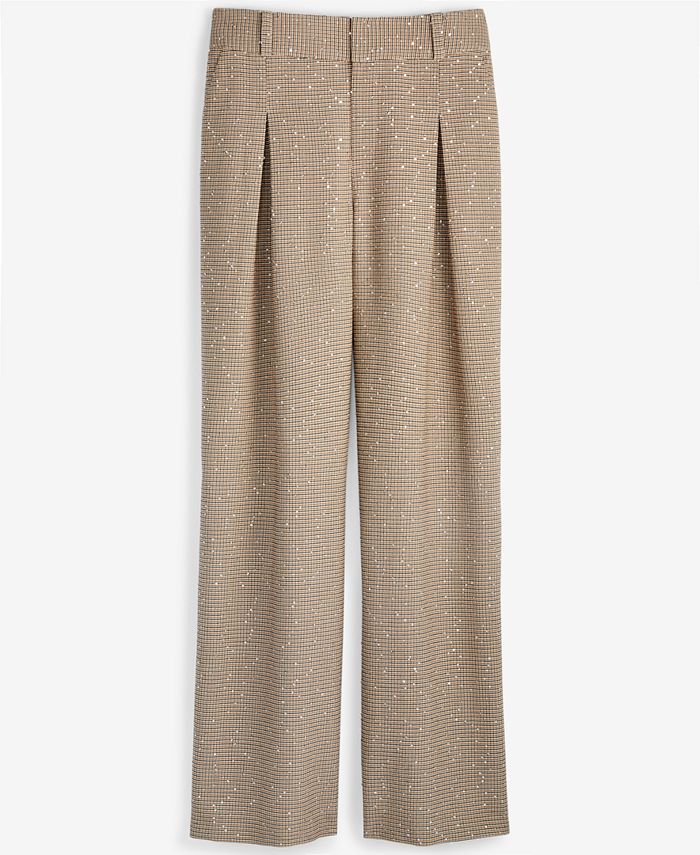 On 34th Women's Sequin Plaid Wide-Leg Pants, Created for Macy's - Macy's