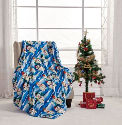 Holiday Living Ultra Soft & Cozy Christmas White Snowman Plush Accent Throw Blanket - 50 in. W x 60 in. L