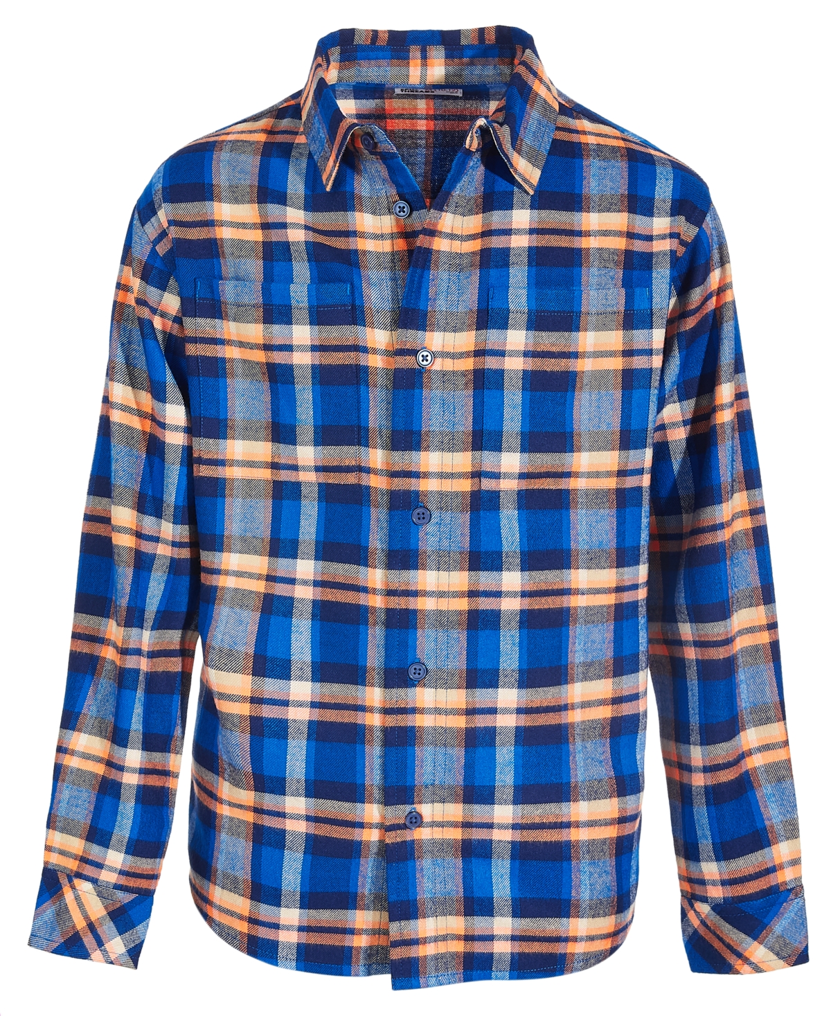 Epic Threads Big Boys Oliver Plaid Flannel Button-down Shirt, Created For Macy's In Navy Sea