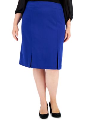 Kasper - Plus Size Box-Pleat Zip-Back Pencil Skirt