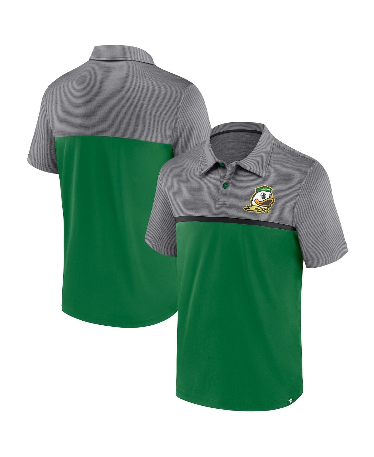 Shop Fanatics Men's  Green, Gray Oregon Ducks Polo Shirt In Green,gray