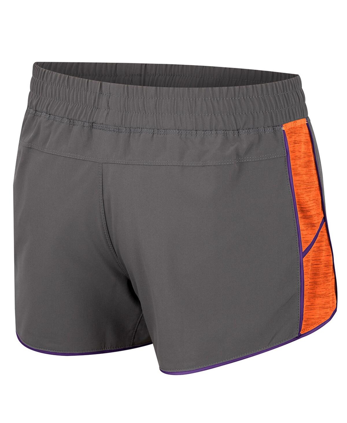 Shop Colosseum Women's  Gray Clemson Tigers Pull The Switch Running Shorts