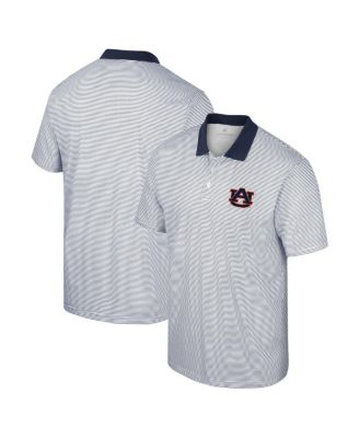 Men's White, Navy Auburn Tigers Print Stripe Polo Shirt