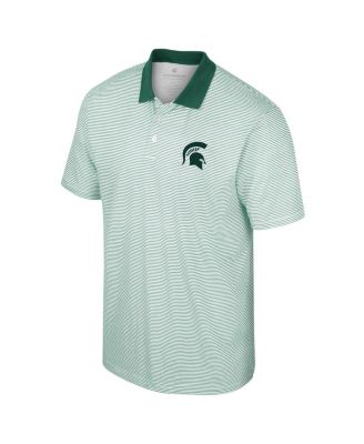 Men's White Michigan State Spartans Print Stripe Polo Shirt
