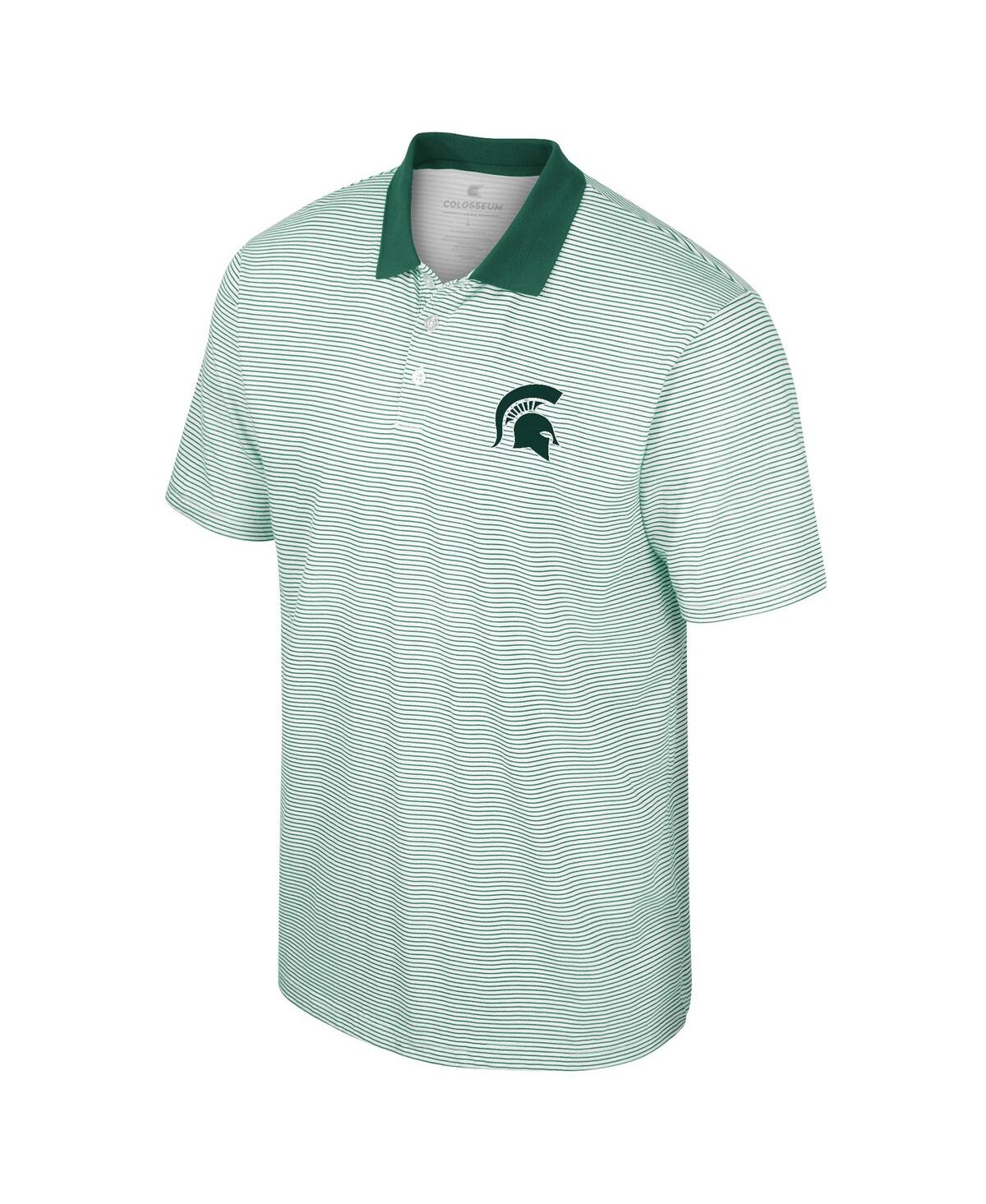 Shop Colosseum Men's  White Michigan State Spartans Print Stripe Polo Shirt