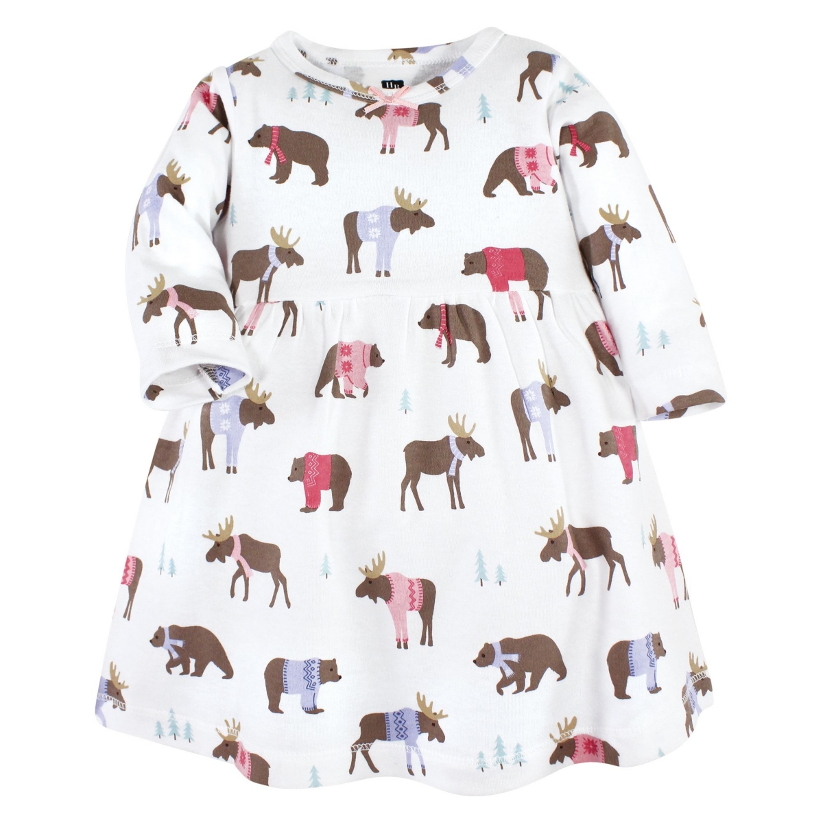 Hudson Baby Toddler Girls Cotton Dresses,- Pink moose bear