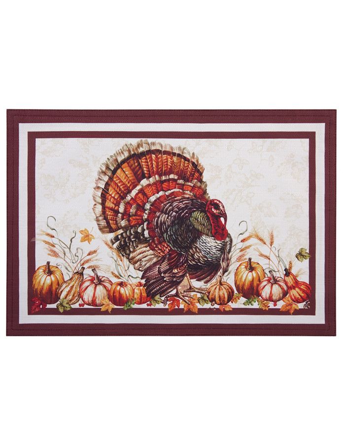 Elrene Autumn Heritage Turkey Engineered Placemats, Set of 4, 13" x 19" Macy's