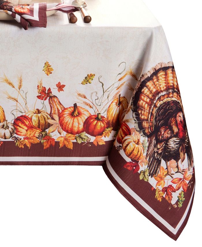 Elrene Autumn Heritage Turkey Engineered Tablecloth, 60