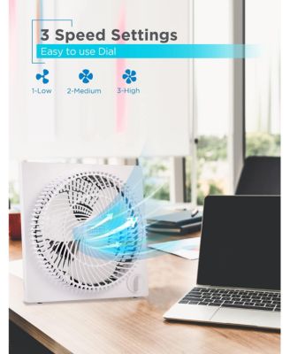 9-inch Frameless Box Fan, Portable Quiet Desk Fan with 3 Speeds, Lightweight Freestanding Design, BFB09W