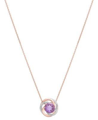 2-Pc. Set Pink Amethyst (1-1/2 ct. t.w.) & Diamond Accent Spiral Pendant Necklace & Matching Ring in 14k Rose Gold-Plated Sterling Silver (Also in Blue Topaz & Citrine)