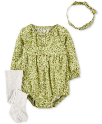 Carter's - Baby Girls Bodysuit, Headband and Footed Tights, 3 Piece Set