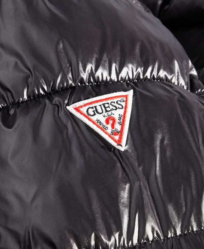 Guess Men's Arctic Metallic Puffer Jacket - Jet Black Multi - Size XL