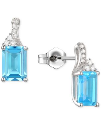 Amethyst (1-5/8 ct. t.w.) & Lab-Grown White Sapphire (1/10 ct. t.w.) Stud Earrings in 14k Gold-Plated Sterling Silver (Also in Blue Topaz & Lab-Grown Opal)