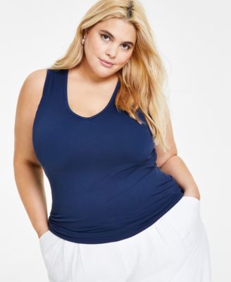 Bar III Plus Size V-Neck Seamless Tank Top, Created for Macy's