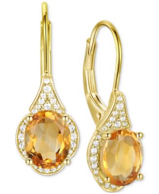 Amethyst (2 ct. t.w.) & Lab-Grown White Sapphire (1/5 ct. t.w.) Drop Earrings in 14k Gold-Plated Sterling Silver (Also in Additional Gemstones)