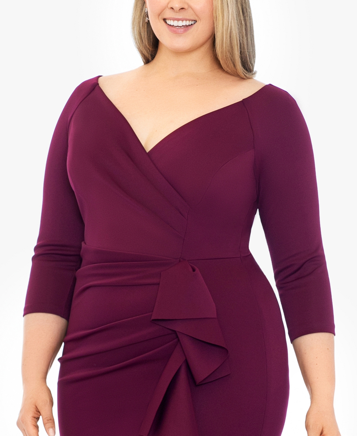 Xscape Plus Size Side-Ruffle Ruched Gown
