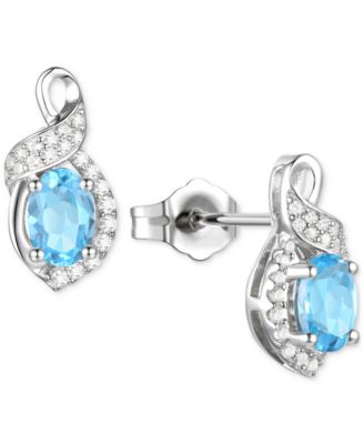 Amethyst (3/4 ct. t.w.) & Lab-Grown White Sapphire (1/6 ct. t.w.) Oval Swirl Stud Earrings in Sterling Silver (Also in Additional Gemstones)