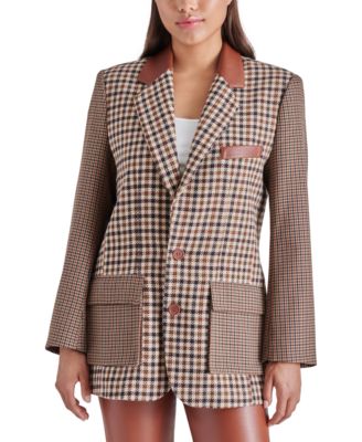 Steve Madden - Women's Carolina Mixed-Plaid Long-Sleeve Blazer