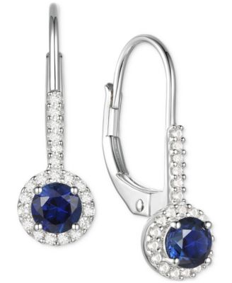 Macy's - Lab-Grown Opal (1/5 ct. t.w.) & Lab-Grown White Sapphire (1/6 ct. t.w.) Halo Drop Earrings in 14k Rose Gold-Plated Sterling Silver (Also in Lab-Grown Ruby & Lab-Grown Blue Sapphire)