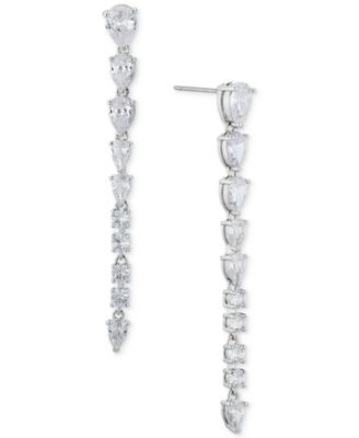 Eliot Danori - Silver-Tone Mixed Stone Long Linear Drop Earrings