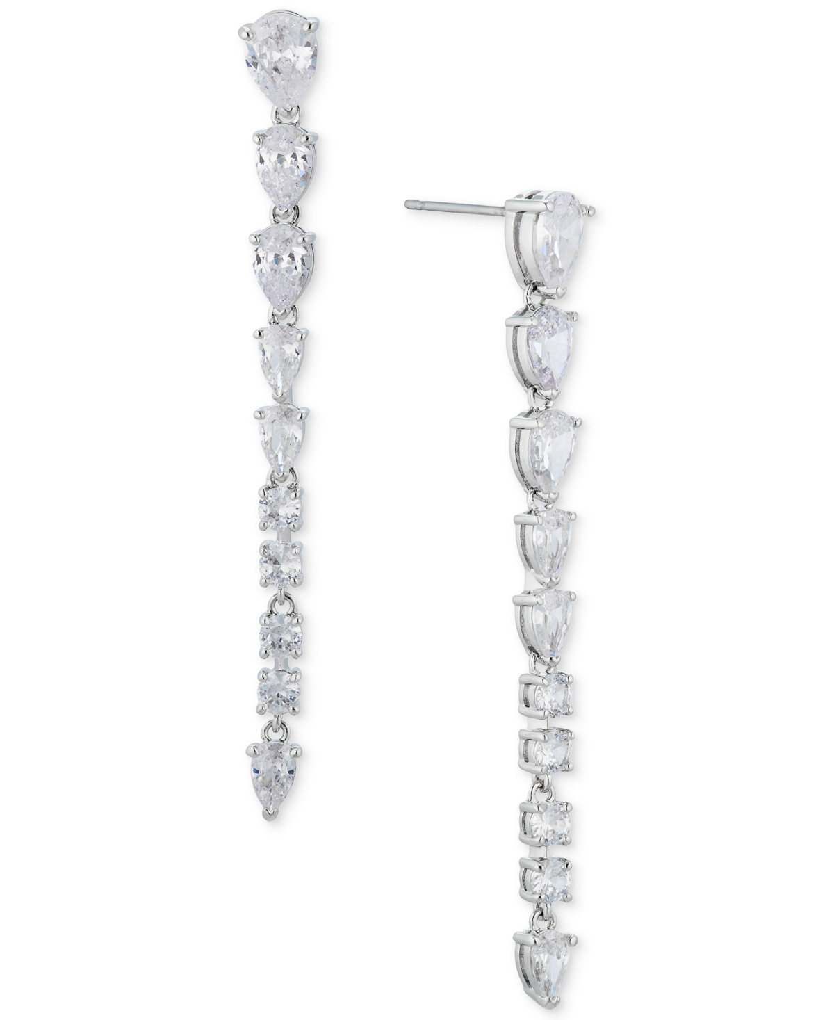Silver-Tone Mixed Stone Long Linear Drop Earrings, Created for Macy's - Silver