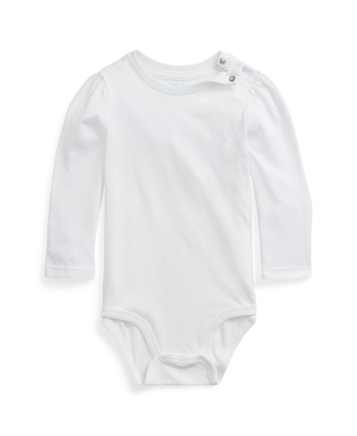 Polo Ralph Lauren Baby Girls Puff Sleeve Jersey Bodysuit In White Tonal