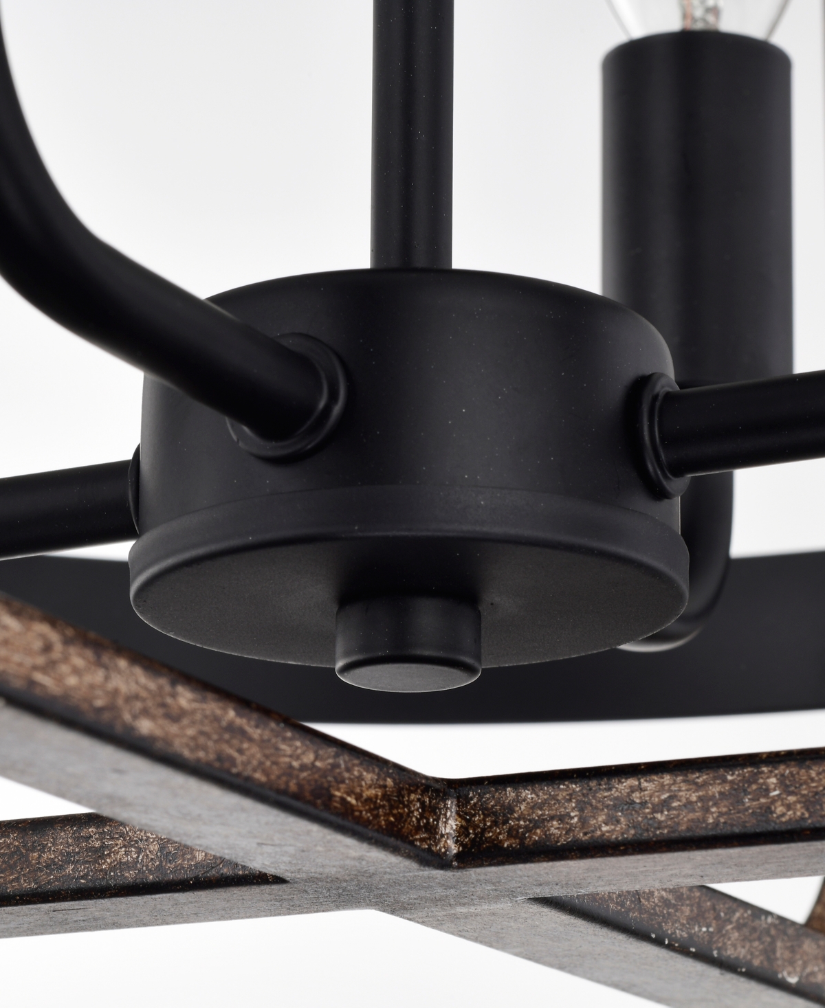 Juno 4-Light Indoor Semi-Flush Mount Ceiling Light with Light Kit and Remote - Brown and Matte Black