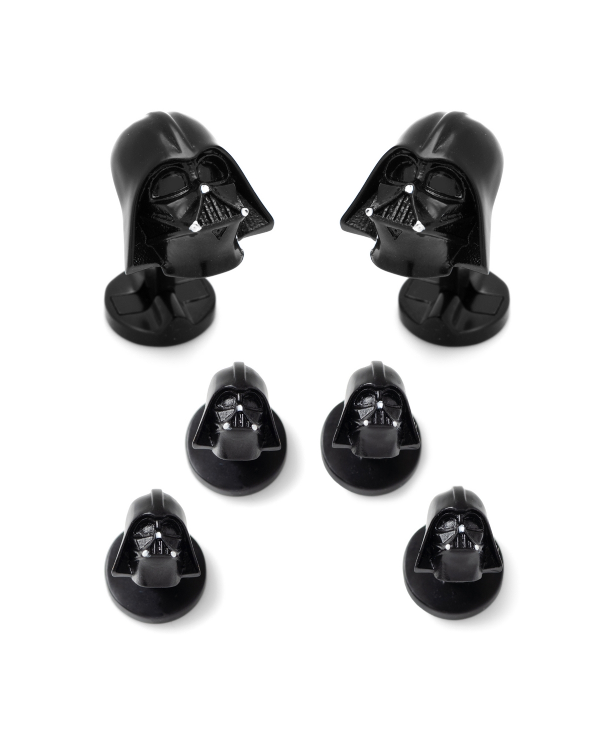 Men's 3D Darth Vader Cufflinks and Studs Set, 6 Piece Set - Black