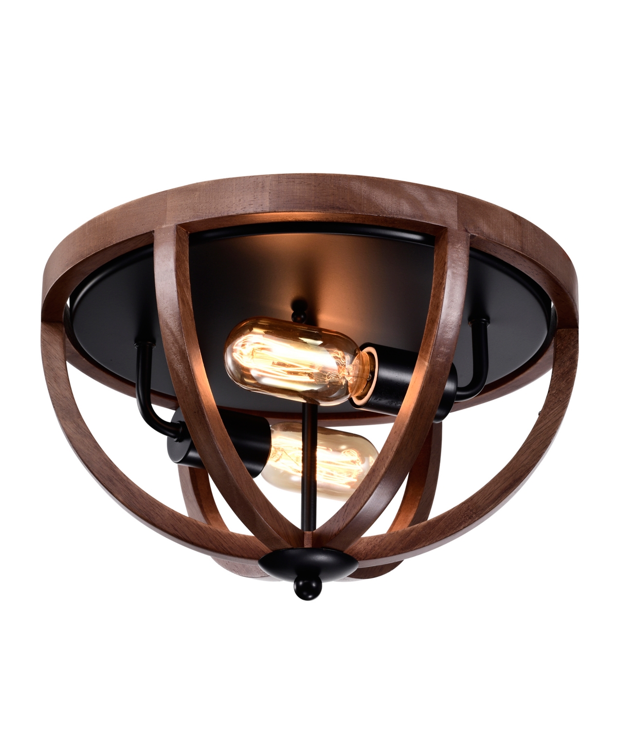 Home Accessories Fanalla 13" 2-light Indoor Flush Mount With Light Kit In Brown Faux Wood Grain