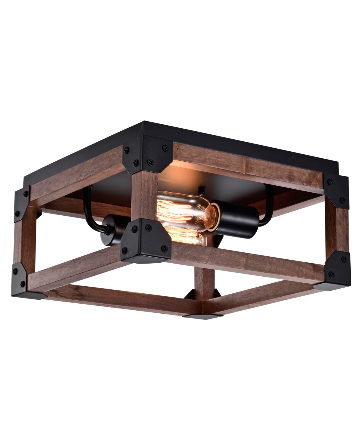 Home Accessories Irmana 12" 2-light Indoor Flush Mount With Light Kit In Brown And Matte Black